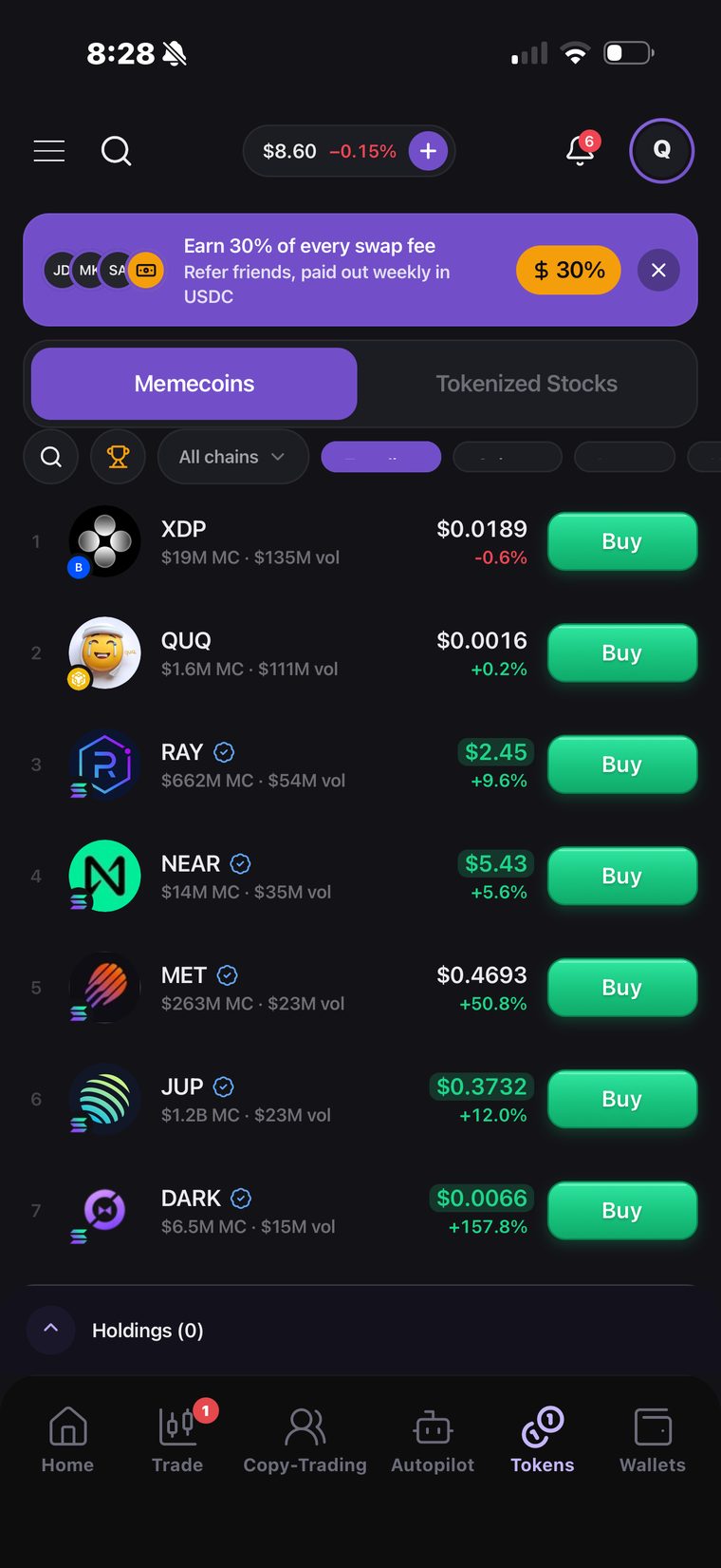Memecoins and tokenized stocks across every chain